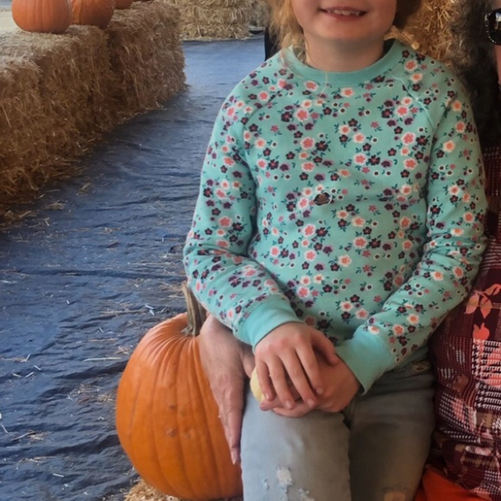 Girls Size 7-8 Floral Crewneck Sweatshirt